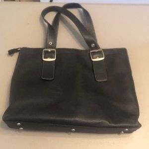 Black leather Solo laptop bag